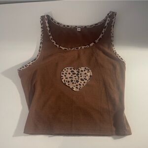 Emmiol Brown Leopard Print Heart Tank